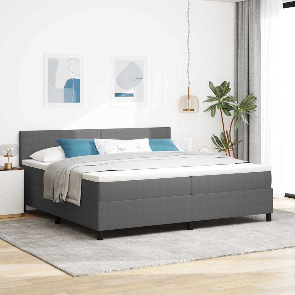 Letto a Sorgente LED Grigio chiaro e bianco 200 x 200 cm