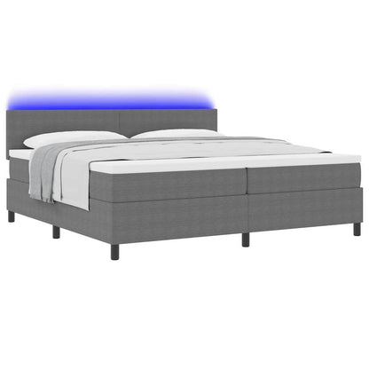 Letto a Sorgente LED Grigio chiaro e bianco 200 x 200 cm