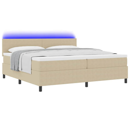 Letto a Sorgente LED Grigio chiaro e bianco 200 x 200 cm