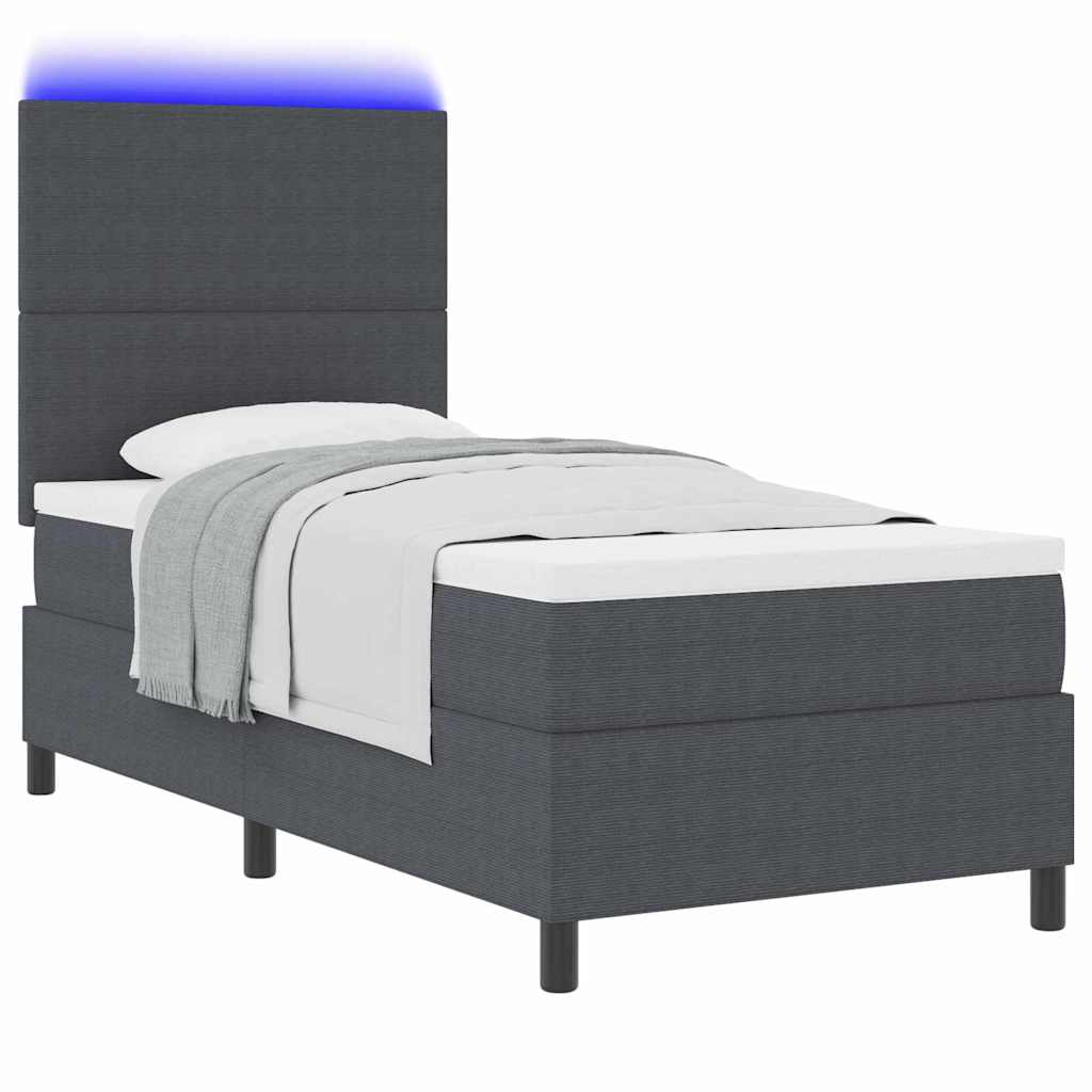 Letto a Sorgente LED Grigio Scuro e Bianco 80 x 200 cm