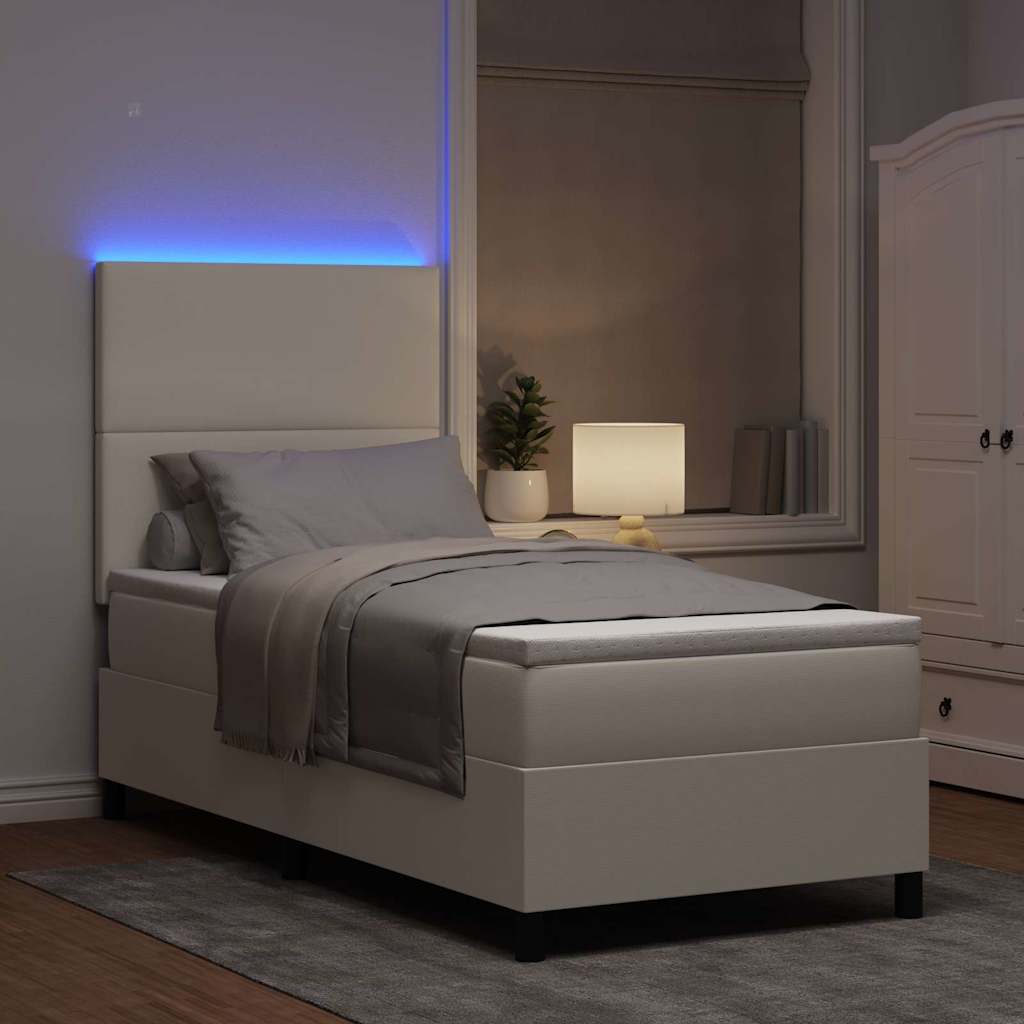 Letto a Sorgente LED con testiera Crema e Bianco 80 x 200 cm