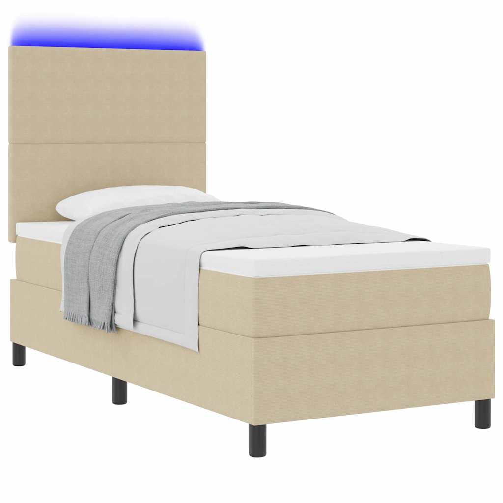 Letto a Sorgente LED Grigio chiaro e bianco 80 x 200 cm