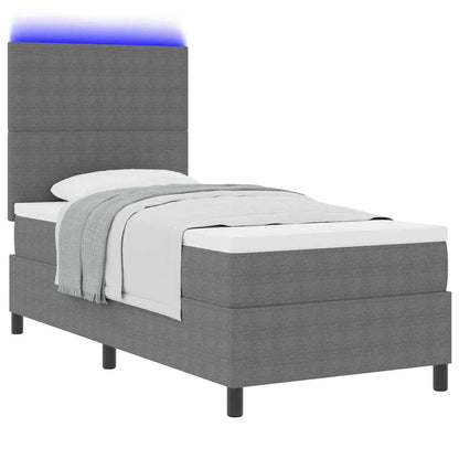 Letto a Sorgente LED Grigio chiaro e bianco 90 x 200 cm