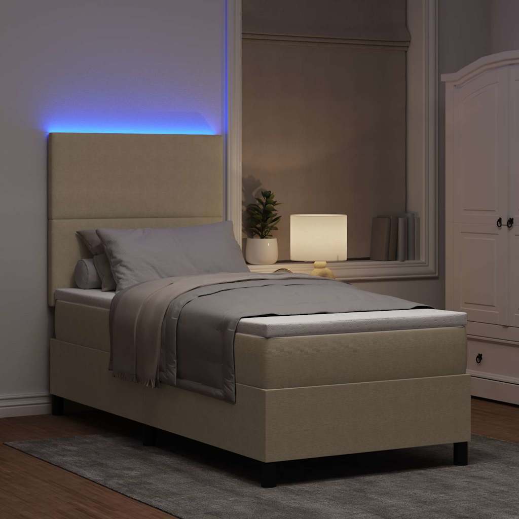 Letto a Sorgente LED Grigio chiaro e bianco 90 x 200 cm