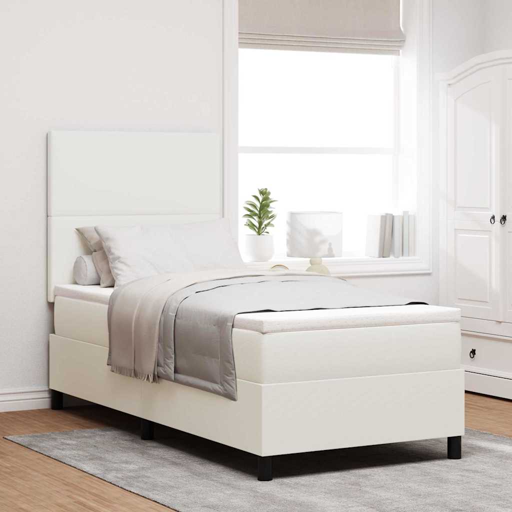 Letto a Sorgente LED con testiera Crema e Bianco 100 x 200 cm