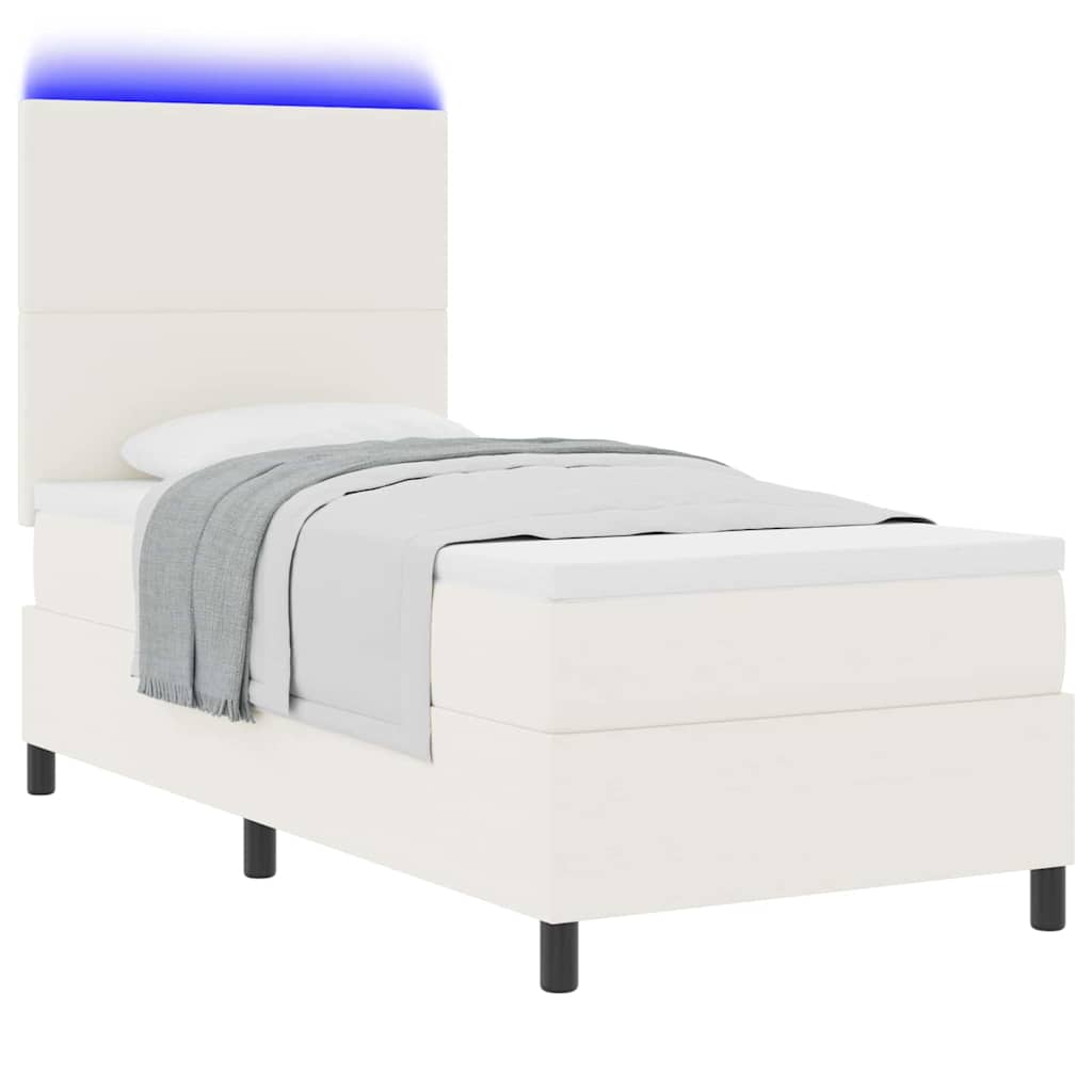 Letto a Sorgente LED con testiera Crema e Bianco 100 x 200 cm