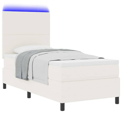 Letto a Sorgente LED con testiera Crema e Bianco 100 x 200 cm