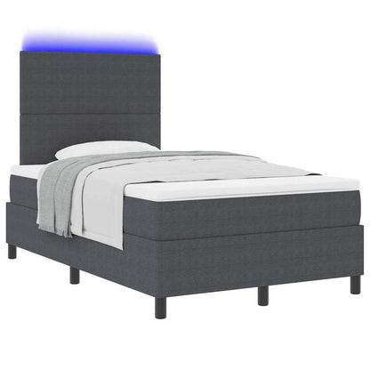 Letto a Sorgente LED Grigio Scuro e Bianco 120 x 190 cm