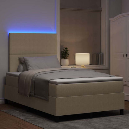 Letto a Sorgente LED Grigio chiaro e bianco 120 x 190 cm