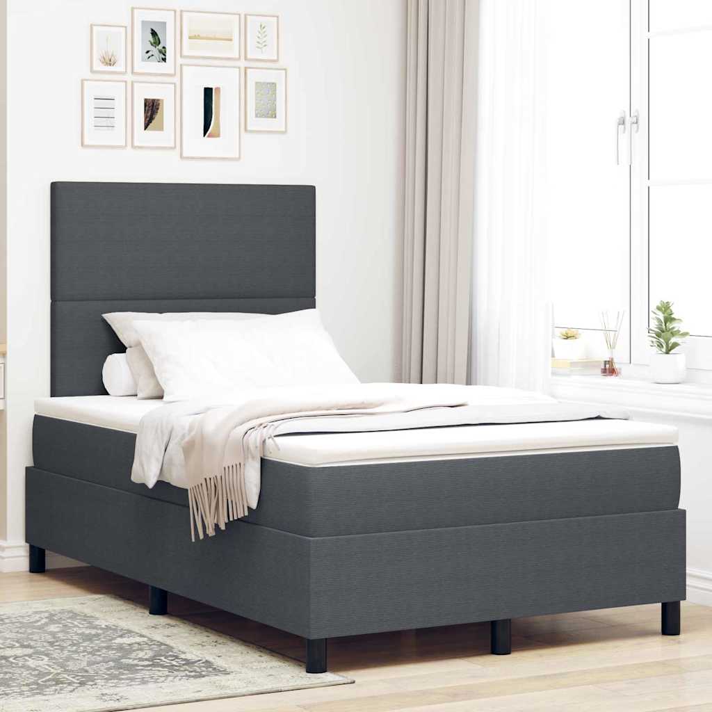 Letto a Sorgente LED Grigio Scuro e Bianco 120 x 200 cm