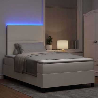 Letto a Sorgente LED con testiera Crema e Bianco 120 x 200 cm
