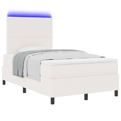 Letto a Sorgente LED con testiera Crema e Bianco 120 x 200 cm