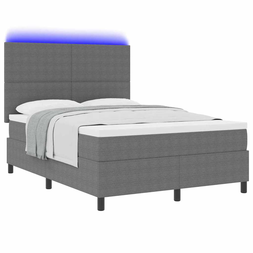 Letto a Sorgente LED Grigio chiaro e bianco 140 x 190 cm