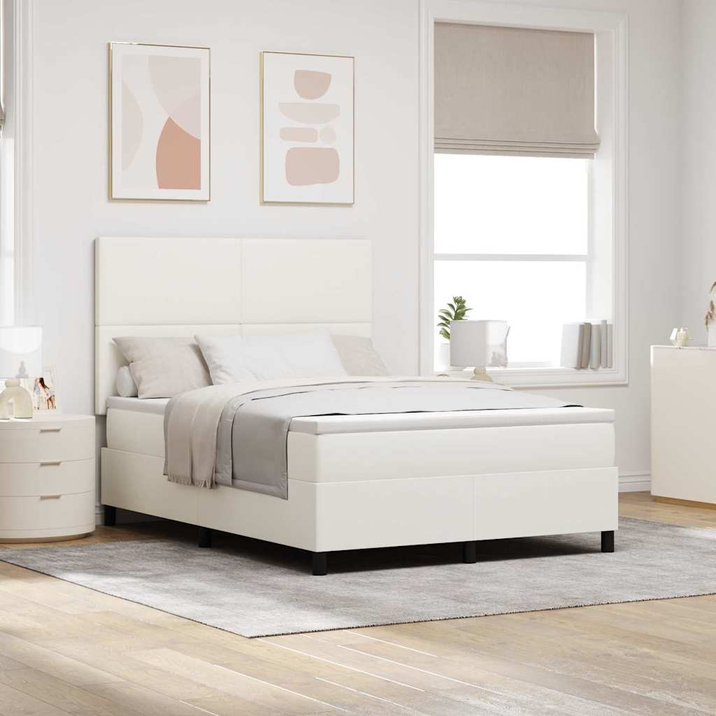 Letto a Sorgente LED con testiera Crema e Bianco 140 x 190 cm