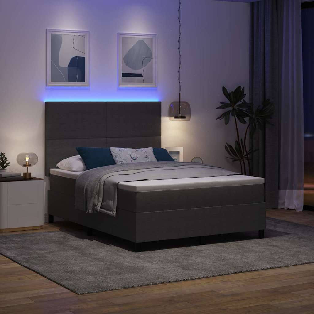 Letto a Sorgente LED Grigio chiaro e bianco 140 x 200 cm
