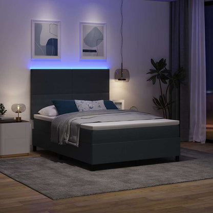 Letto a Sorgente LED Grigio Scuro e Bianco 140 x 200 cm