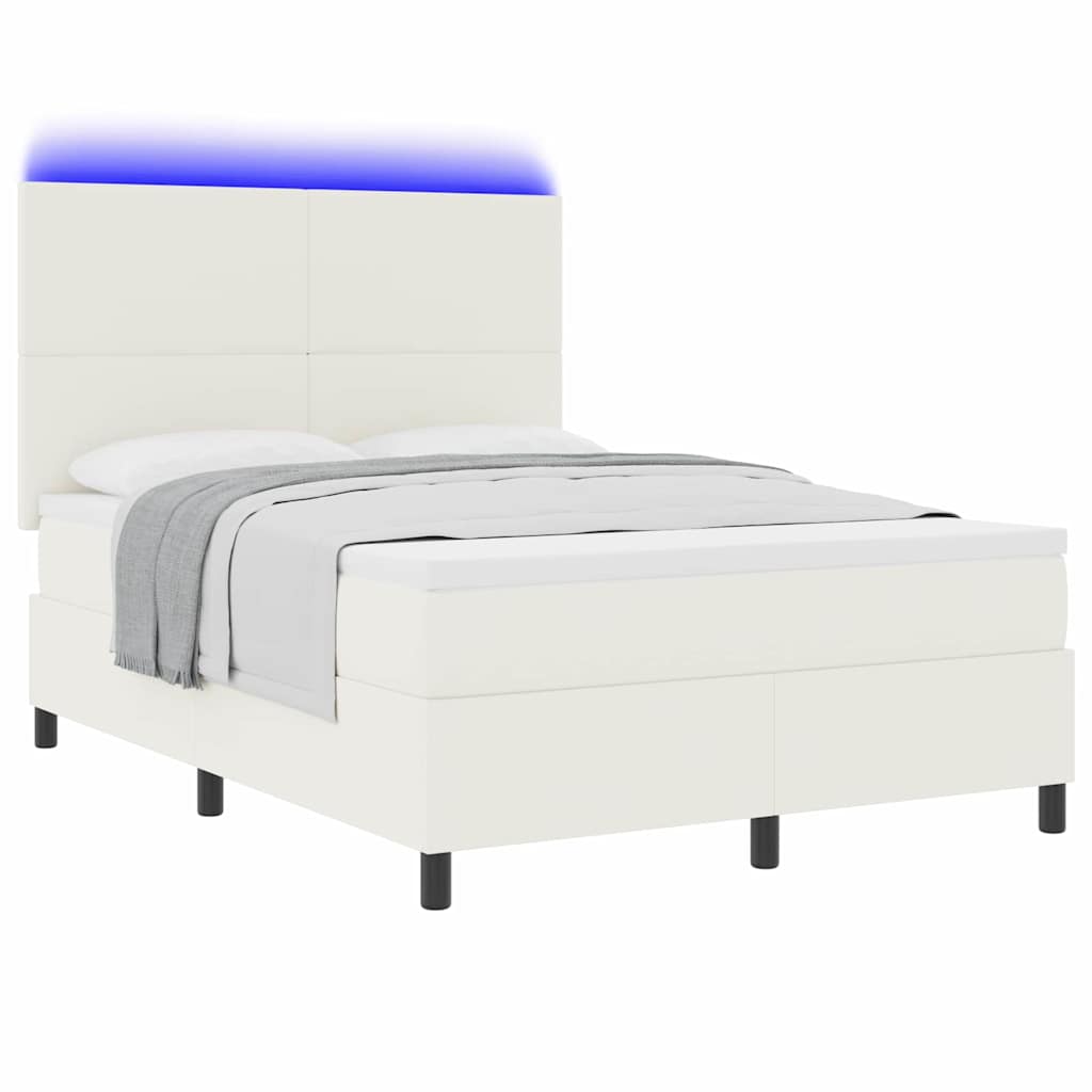 Letto a Sorgente LED con testiera Crema e Bianco 140 x 200 cm