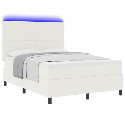 Letto a Sorgente LED con testiera Crema e Bianco 140 x 200 cm