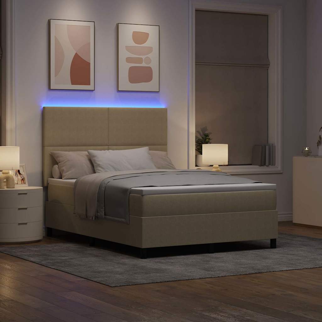 Letto a Sorgente LED Grigio chiaro e bianco 140 x 200 cm
