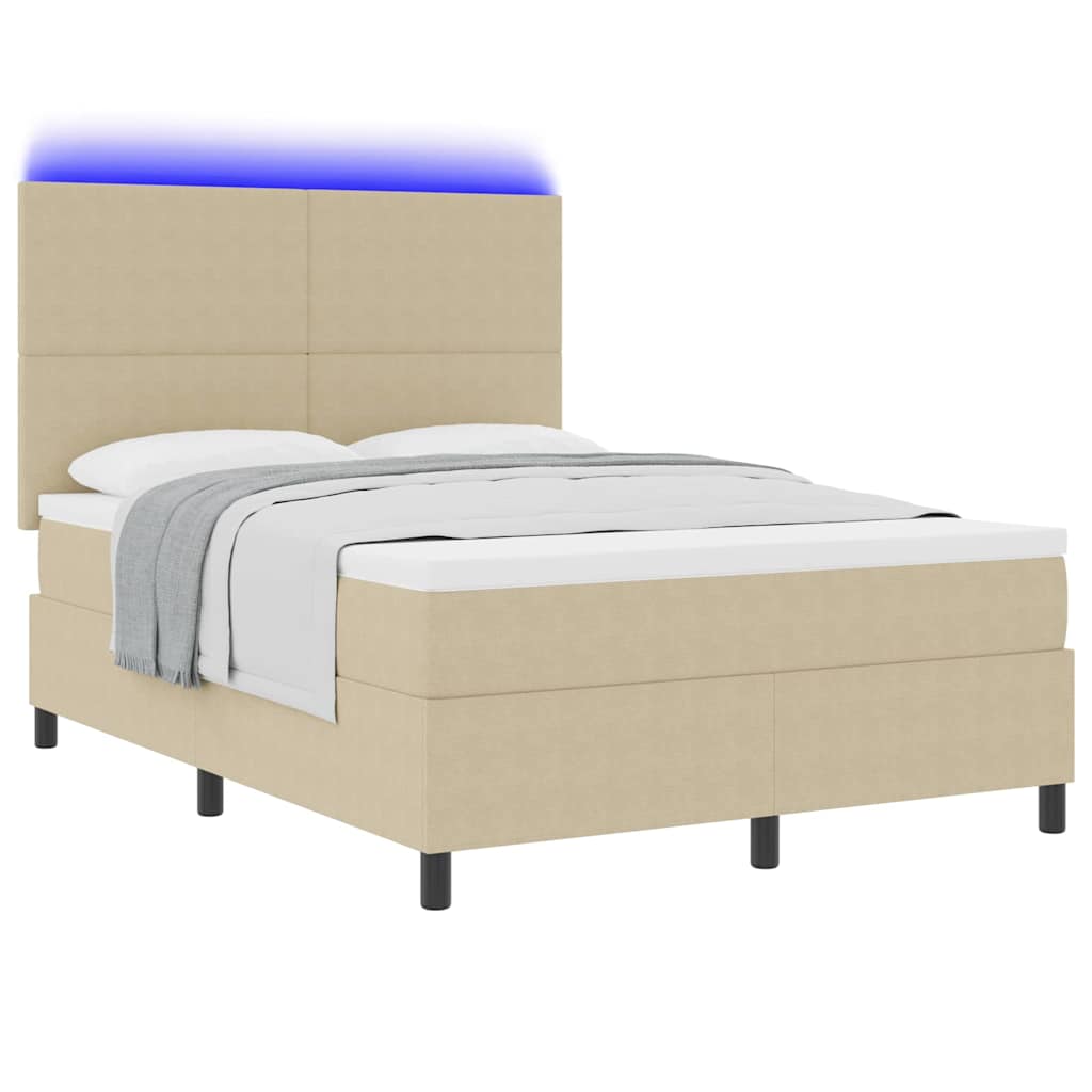 Letto a Sorgente LED Grigio chiaro e bianco 140 x 200 cm