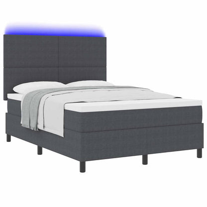 Letto a Sorgente LED Grigio Scuro e Bianco 160 x 200 cm