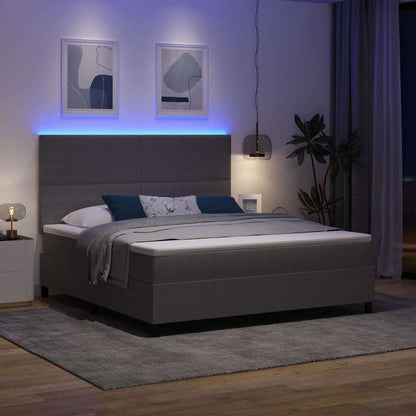 Letto a Sorgente LED Grigio chiaro e bianco 180 x 200 cm