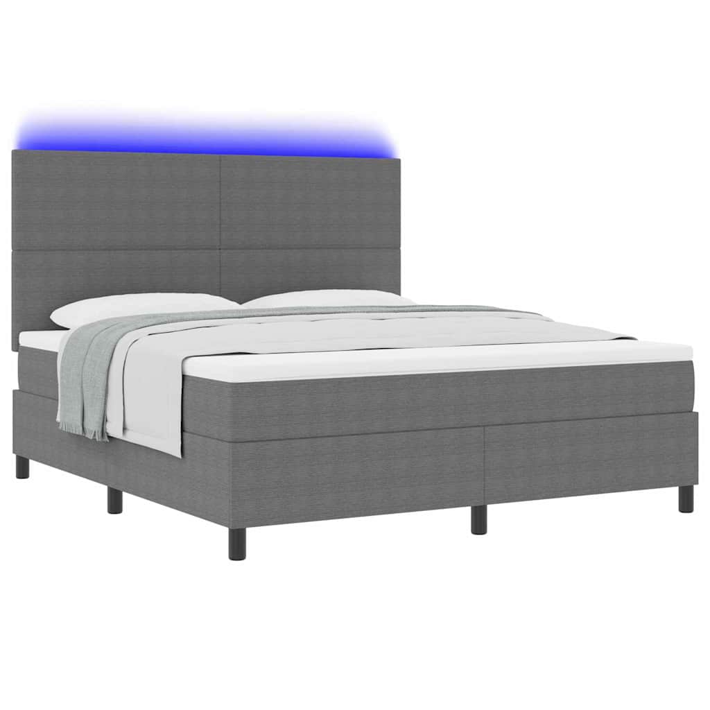 Letto a Sorgente LED Grigio chiaro e bianco 180 x 200 cm