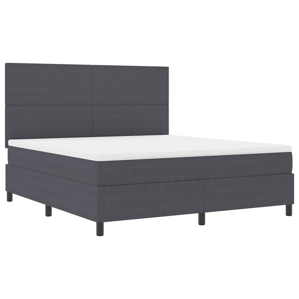 Letto a Sorgente LED Grigio Scuro e Bianco 180 x 200 cm