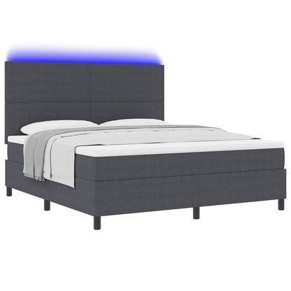 Letto a Sorgente LED Grigio Scuro e Bianco 180 x 200 cm