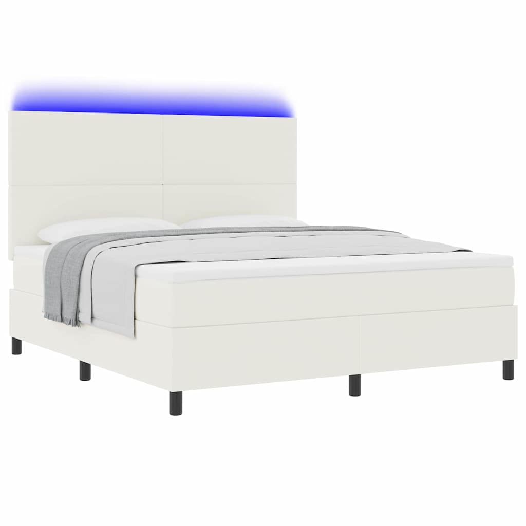 Letto a Sorgente LED con testiera Crema e Bianco 180 x 200 cm