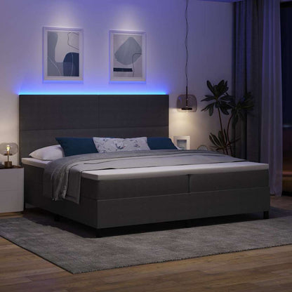 Letto a Sorgente LED Grigio chiaro e bianco 200 x 200 cm