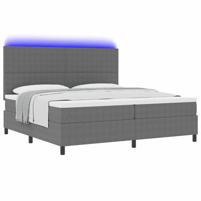 Letto a Sorgente LED Grigio chiaro e bianco 200 x 200 cm