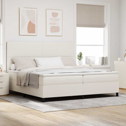 Letto a Sorgente LED con testiera Crema e Bianco 200 x 200 cm