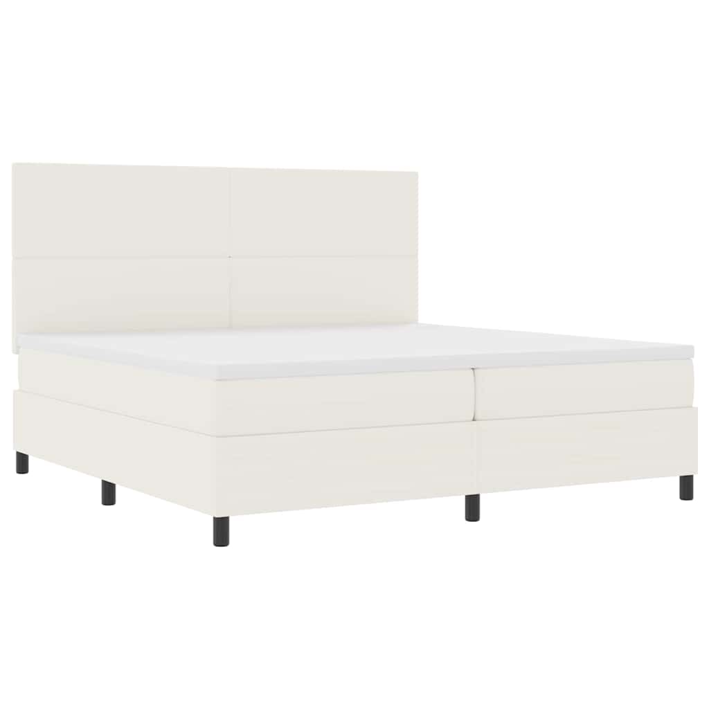 Letto a Sorgente LED con testiera Crema e Bianco 200 x 200 cm