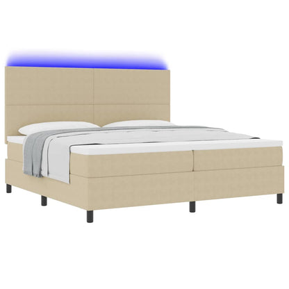 Letto a Sorgente LED Grigio chiaro e bianco 200 x 200 cm