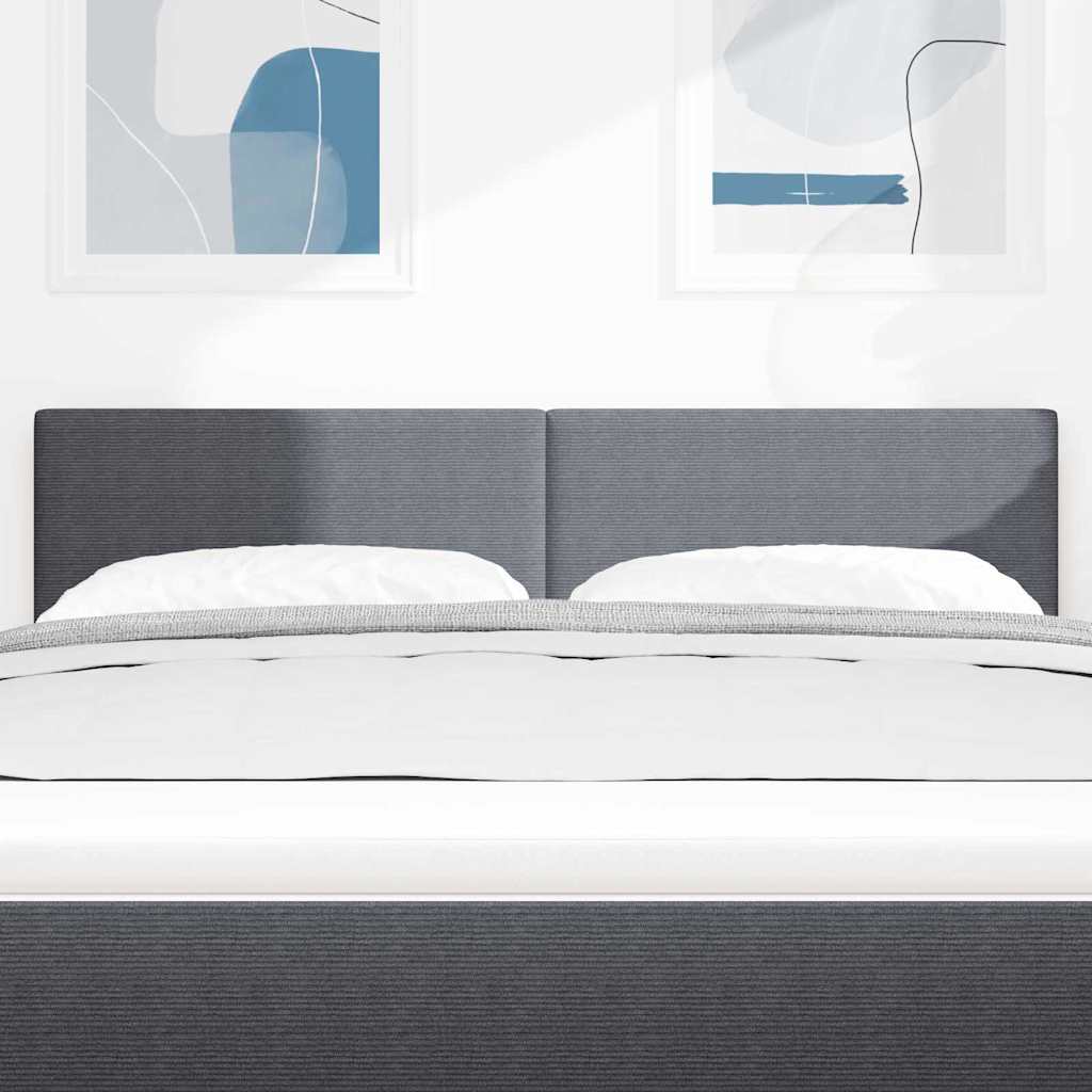 Testiera LED con testiera Grigio scuro 144 cm Tessuto in Cords