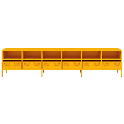 Mobile TV Giallo Senape 202x39x43,5cm Acciaio Laminato a Freddo