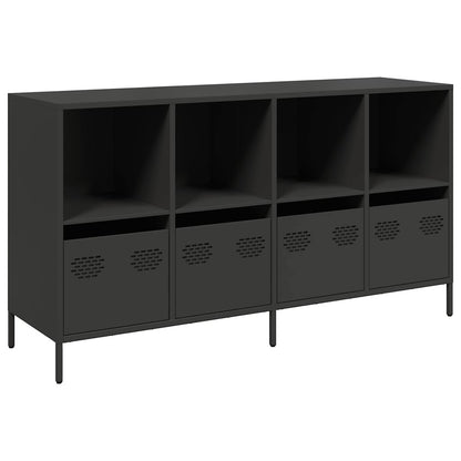 Credenza Nera 135x39x73,5 cm in Acciaio Laminato a Freddo
