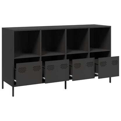 Credenza Nera 135x39x73,5 cm in Acciaio Laminato a Freddo