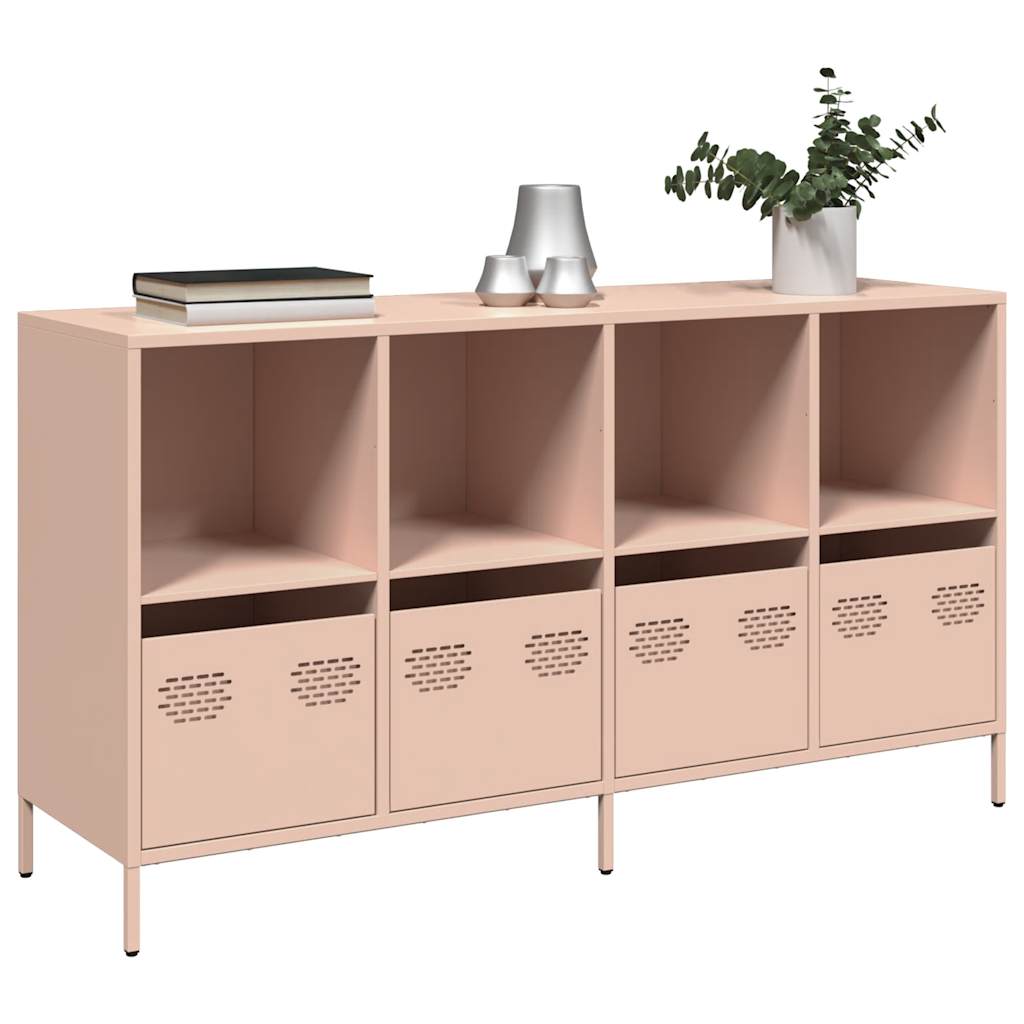 Credenza Rosa 135x39x73,5 cm in Acciaio Laminato a Freddo