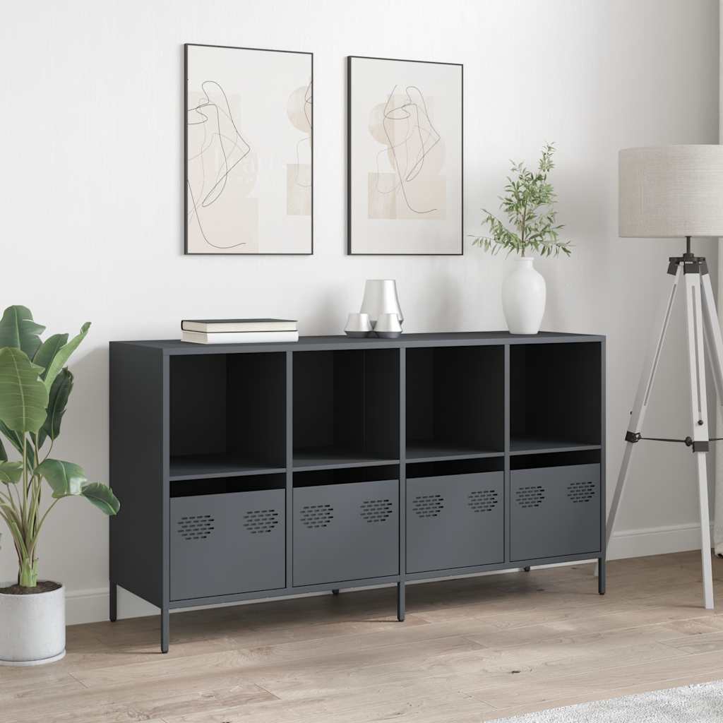 Credenza Antracite 135x39x73,5 cm in Acciaio Laminato a Freddo