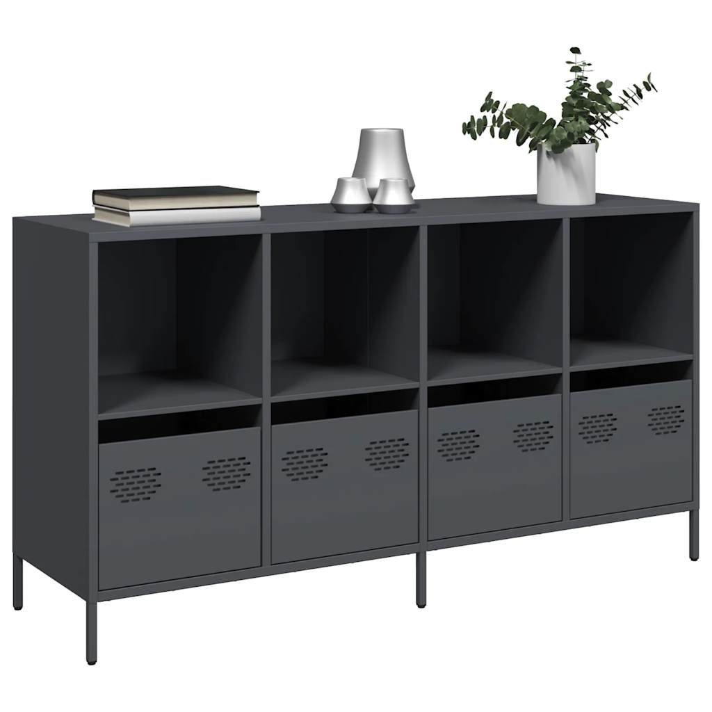 Credenza Antracite 135x39x73,5 cm in Acciaio Laminato a Freddo