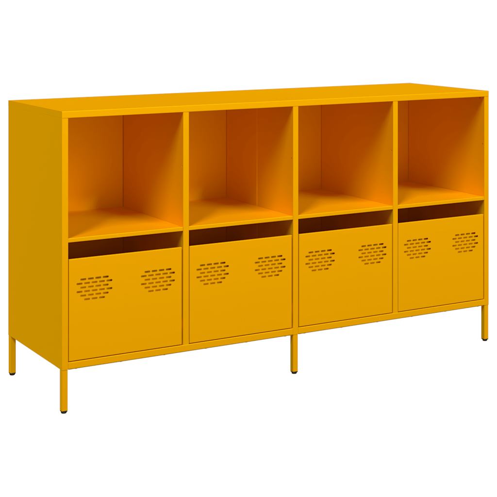 Credenza Giallo Senape 135x39x73,5 cm Acciaio Laminato a Freddo