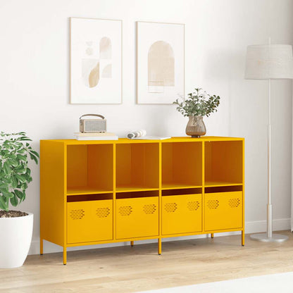 Credenza Giallo Senape 135x39x73,5 cm Acciaio Laminato a Freddo
