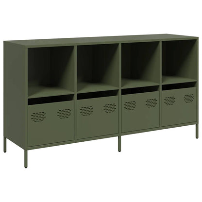 Credenza Verde Oliva 135x39x73,5 cm Acciaio Laminato a Freddo