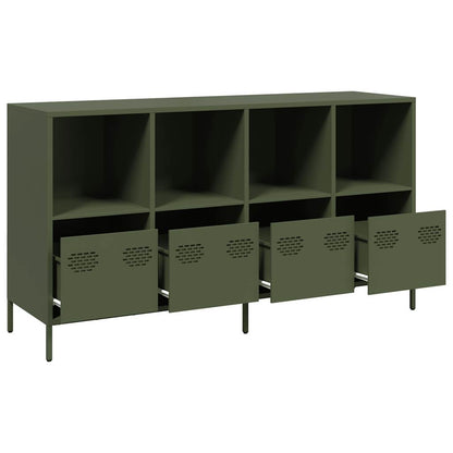 Credenza Verde Oliva 135x39x73,5 cm Acciaio Laminato a Freddo