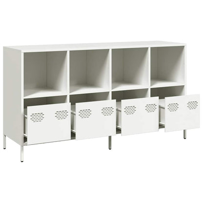 Credenza Bianca 135x39x73,5 cm in Acciaio Laminato a Freddo