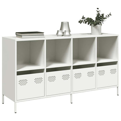 Credenza Bianca 135x39x73,5 cm in Acciaio Laminato a Freddo