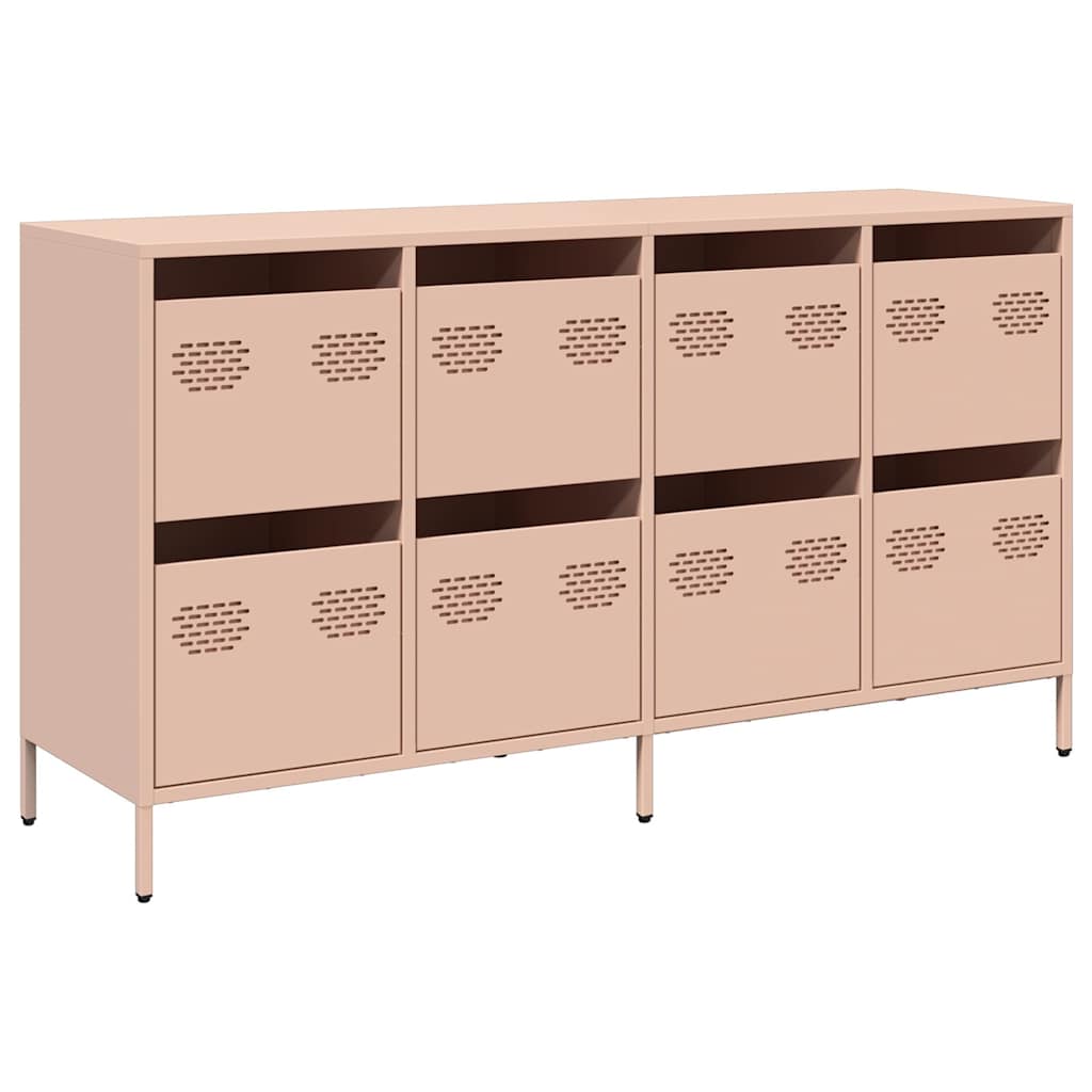 Credenza Rosa 135x39x73,5 cm in Acciaio Laminato a Freddo