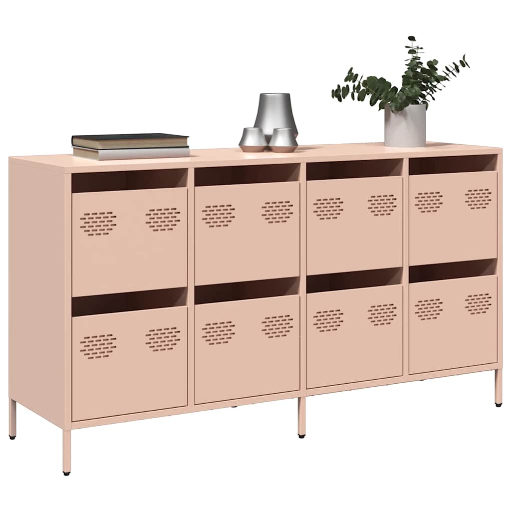 Credenza Rosa 135x39x73,5 cm in Acciaio Laminato a Freddo